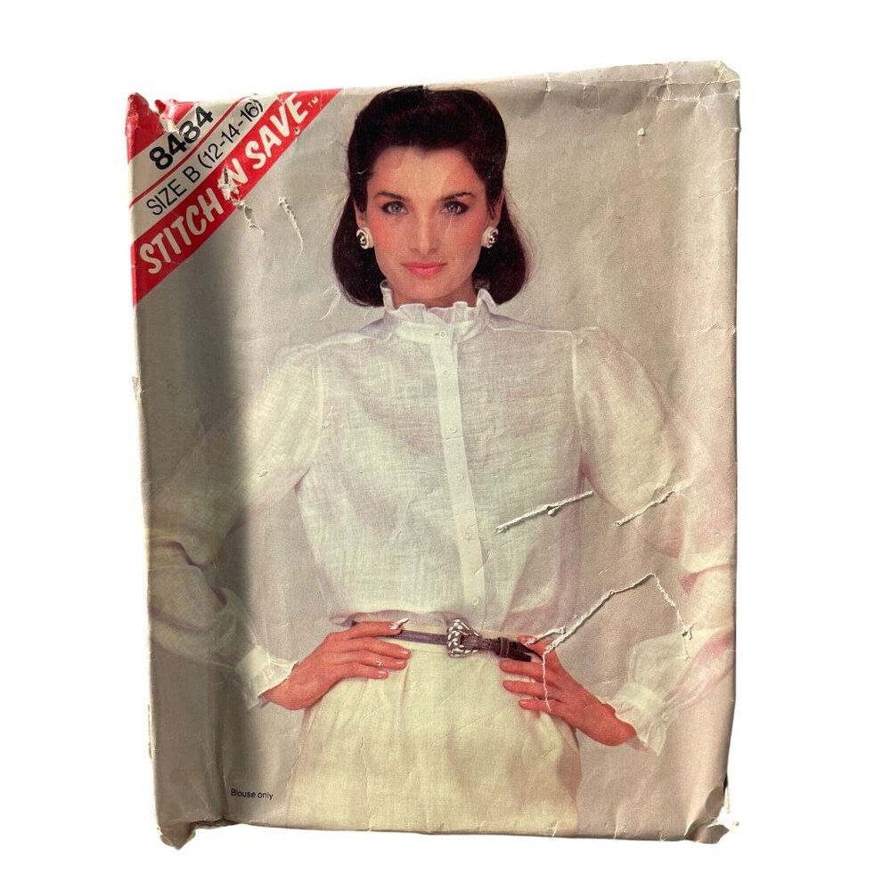 80s McCalls Stitch N Save Sewing Pattern Size 12-14-16 Misses Blouse Vintage CUT